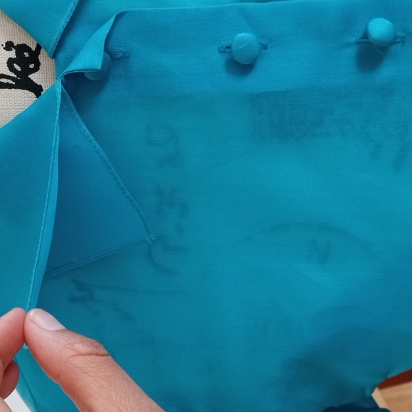 Ralph Lauren purple label women's blouse 100% silk size 6 turquoise color - Picture 6 of 17